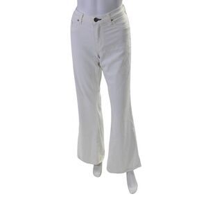 McQuire Womens Cotton Buttoned Zipped Flare Leg Casual Pants White Size EUR29